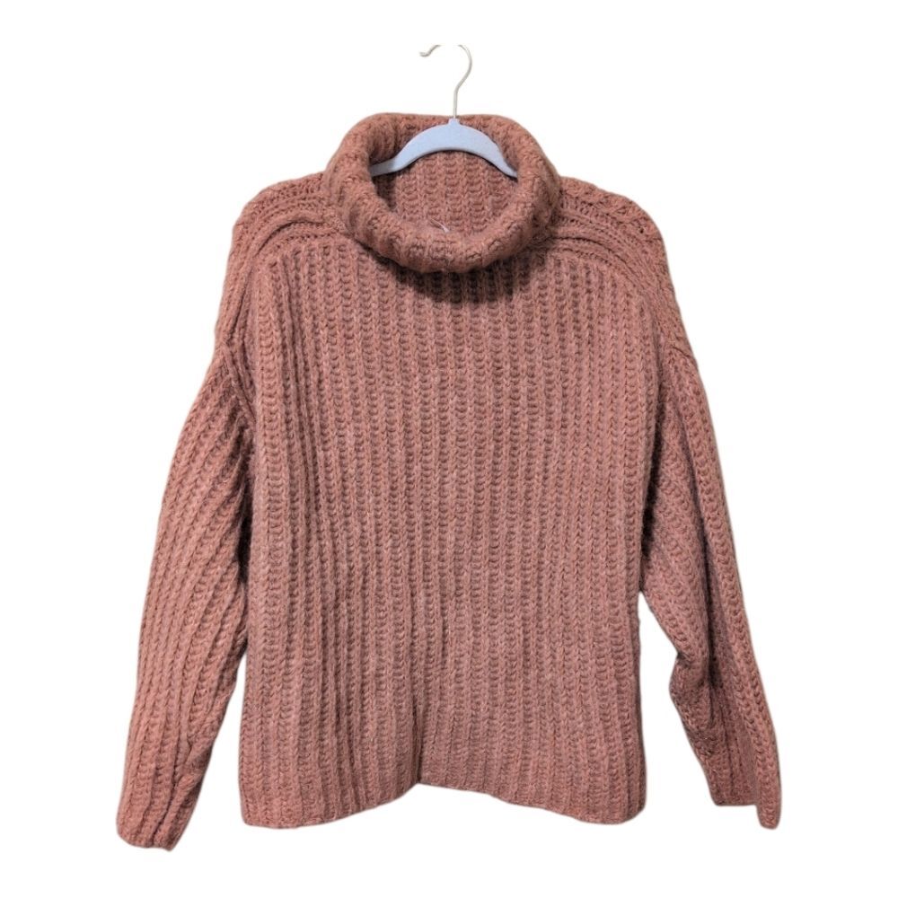 Free People Fluffy Fox Turtleneck Sweater blend chunky oversized relaxed Large